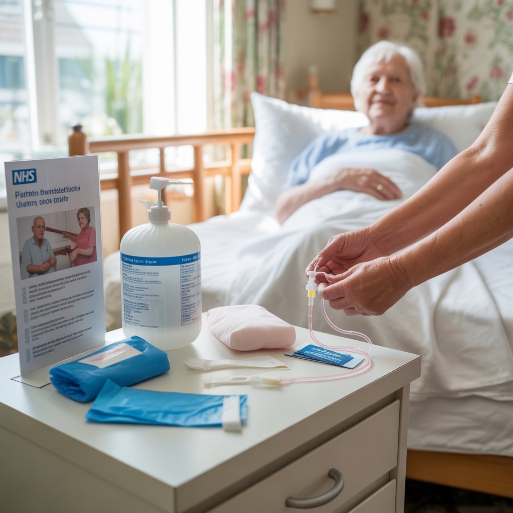 Practical tips for living with a catheter, showing organised care routines that help seniors feel confident and supported at home.